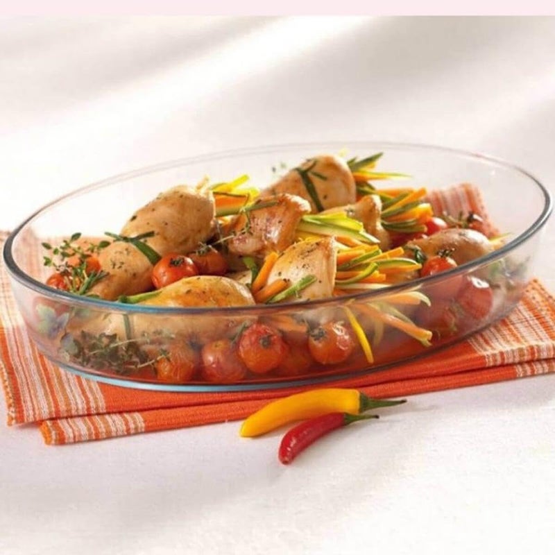 MARINEX Small Oval Glass Roaster 2.4L – Durable Heat-Resistant Borosilicate Bakeware Dish | Transparent Oven-Safe Roasting & Baking Tray | Microwave, Freezer & Dishwasher Safe - Image 2